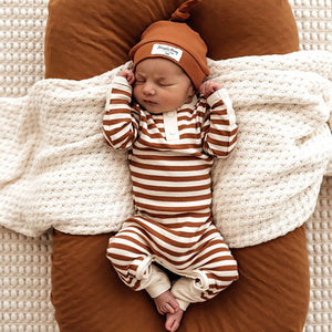 Newborn Growsuit - Biscuit Striped