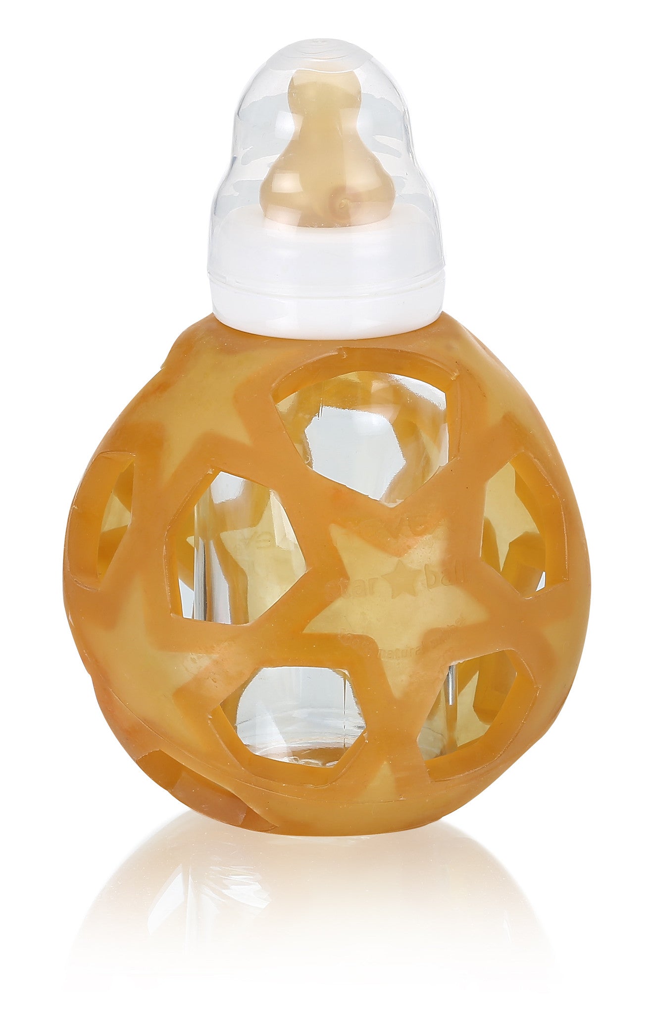 Glass Feeding Bottle With Rubber Star Ball